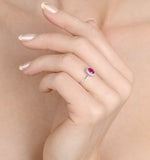 Ruby 6 X 4mm And Diamond 9k White Gold Ring  A4435