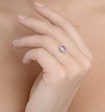 9k White Gold Diamond And Pink Sapphire Ring 0.08ct