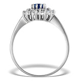 Sapphire 6 X 4mm And Diamond 18k White Gold Ring  Fet34-uy