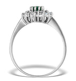 Emerald 6 X 4mm And Diamond 9k White Gold Ring  A4439