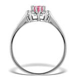 18k Gold White Diamond And Pink Sapphire Ring 0.18ct