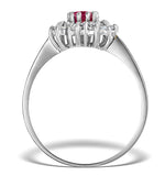 Ruby 6 X 4mm And Diamond 18k White Gold Ring  Fet34-ty