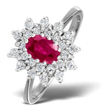 Ruby 6 X 4mm And Diamond 18k White Gold Ring  Fet34-ty