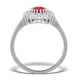 Ruby 7 X 5mm And Diamond 18k White Gold Ring  Fet35-ty