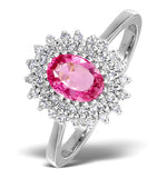 18k White Gold Diamond And Pink Sapphire Ring 0.30ct