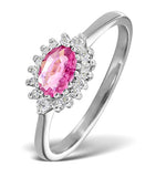 9k White Gold Diamond And Pink Sapphire Ring 0.14ct