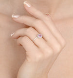 9k White Gold Diamond And Pink Sapphire Ring 0.14ct