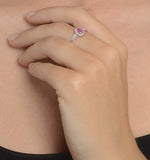 Ruby 5 X 3mm And Diamond 18k White Gold Ring