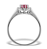 Ruby 6 X 4mm And Diamond 9k White Gold Ring  A4456