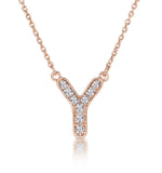 Initial 'y' Necklace Diamond Encrusted Pave Set In 9k Rose Gold
