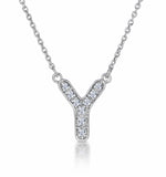 Initial 'y' Necklace Diamond Encrusted Pave Set In 9k White Gold