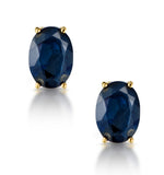Sapphire 7mm X 5mm 18k Yellow Gold Earrings