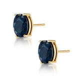 Sapphire 7mm X 5mm 18k Yellow Gold Earrings
