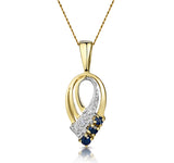 Sapphire 2.25 Mm And Diamond 9k Yellow Gold Pendant Necklace