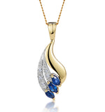 Sapphire 4 X 2mm And Diamond 9k Yellow Gold Pendant Necklace