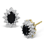 Sapphire 6mm X 4mm And Diamond 18k Yellow Gold Earrings  Feg25-u