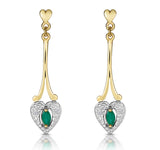 Emerald 5 X 3mm And Diamond 9k Yellow Gold Earrings  B3263