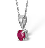 Ruby 5 X 4mm 18k White Gold Pendant Necklace