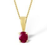 Ruby 5 X 4mm 9k Yellow Gold Pendant Necklace