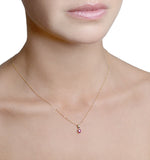 Ruby 5 X 4mm 9k Yellow Gold Pendant Necklace