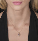 Ruby 5 X 3mm And Diamond 9k Yellow Gold Pendant Necklace