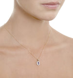 Tanzanite 6 X 4mm And Diamond 9k Yellow Gold Pendant Necklace
