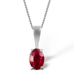 Ruby 7 X 5mm 18k White Gold Pendant Necklace