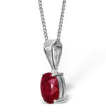 Ruby 7 X 5mm 18k White Gold Pendant Necklace