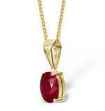 Ruby 7 X 5mm 18k Yellow Gold Pendant Necklace