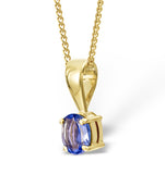 Tanzanite 5 X 4mm 9k Yellow Gold Pendant Necklace