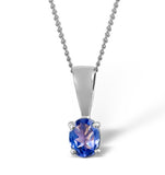 Tanzanite 5 X 4mm 18k White Gold Pendant Necklace
