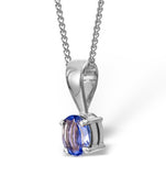 Tanzanite 5 X 4mm 18k White Gold Pendant Necklace