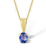 Tanzanite 5 X 4mm 9k Yellow Gold Pendant Necklace