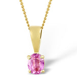 Pink Sapphire 5 X 4mm 9k Yellow Gold Pendant Necklace