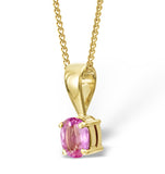 Pink Sapphire 5 X 4mm 9k Yellow Gold Pendant Necklace