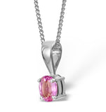 Pink Sapphire 5 X 4mm 18k White Gold Pendant Necklace