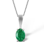 Emerald 7 X 5mm 18k White Gold Pendant Necklace