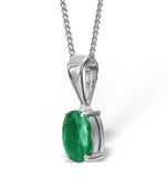 Emerald 7 X 5mm 18k White Gold Pendant Necklace