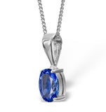 Tanzanite 7 X 5mm 18k White Gold Pendant Necklace