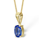 Tanzanite 7 X 5mm 18k Yellow Gold Pendant Necklace