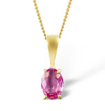 Pink Sapphire 7 X 5mm 18k Yellow Gold Pendant Necklace