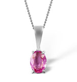 Pink Sapphire 7 X 5mm 18k White Gold Pendant Necklace