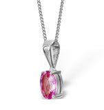 Pink Sapphire 7 X 5mm 18k White Gold Pendant Necklace