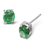 Emerald 5 X 4mm 18k White Gold Earrings