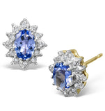 Tanzanite 6 X 4mm And Diamond 18k Gold Earrings  Feg25-v