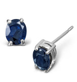 Sapphire 5mm X 4mm 9k White Gold Earrings