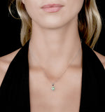 Emerald 0.52ct And Diamond 9k White Gold Pendant Necklace