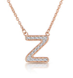 Initial 'z' Necklace Diamond Encrusted Pave Set In 9k Rose Gold