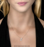 Initial 'z' Necklace Diamond Encrusted Pave Set In 9k White Gold