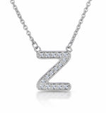 Initial 'z' Necklace Diamond Encrusted Pave Set In 9k White Gold